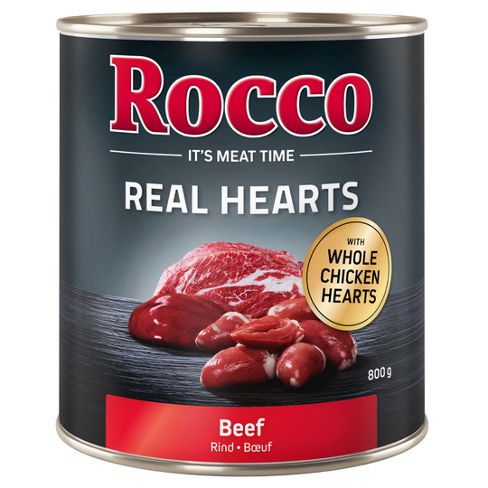 Ekonomipack: Rocco Real Hearts 24 x 800 g - Blandpack, 2 sorter