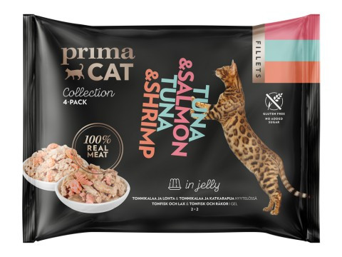 Kattfoder i Gelé Mix Lax & Räka - 4 x 50 g