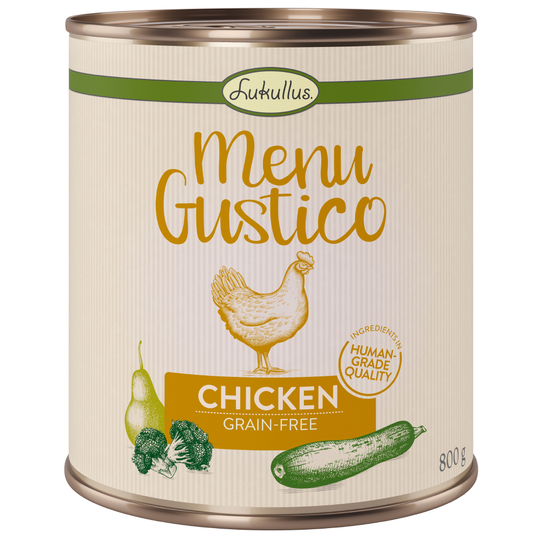 Ekonomipack: Lukullus Menu Gustico 24 x 800 g - Kyckling med broccoli, zucchini & päron