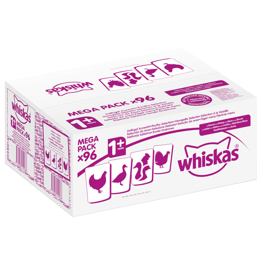 Ekonomipack: 96 x 85 / 100 g Whiskas 1+ Fågelurval i sås 100 g