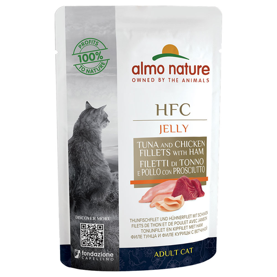 Almo Nature HFC Jelly Pouch 6 x 55 g - Tonfisk, kyckling & skinka