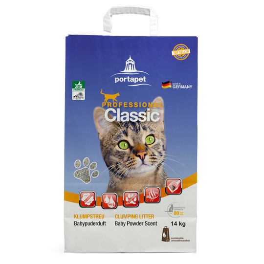 Professional Classic kattsand med doft av babypuder - 14 kg