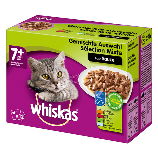 Ekonomipack: Whiskas Senior 7+ portionspåse 24 x 100 g - 7+ Blandat urval i sås