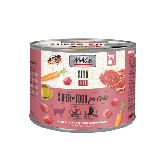 Ekonomipack: MAC's Cat kattfoder 12 x 200 g - Blandpack: Nötkött + Kalv & kalkon