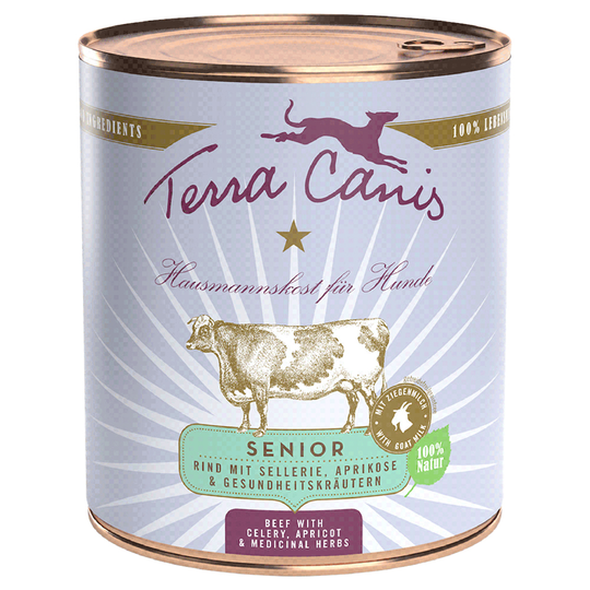 Terra Canis Senior spannmålsfritt 6 x 800 g - Nötkött med selleri, aprikos och hälsoörter