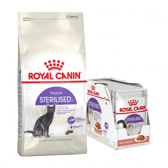 Royal Canin Sterilised 37 Torrfoder 10 kg+Royal Canin Sterilised Gravy Våtfoder 12x85 g