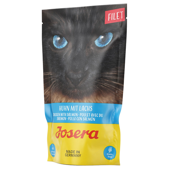 12 + 4 på köpet! 16 x 70 g Josera Filet - Kyckling med lax