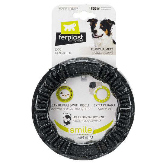 Ferplast Smile tuggring, svart - Stl. M: Ø 16 x H 3,2 cm