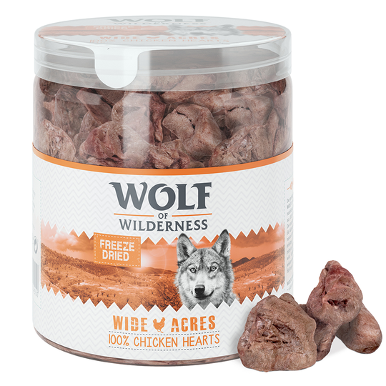 Extra lågt Cyberweek-pris! Wolf of Wilderness - RAW Snacks - Kycklinghjärtan (70 g)