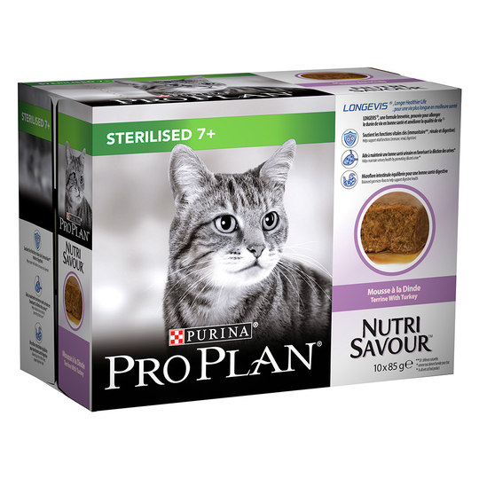 Purina Pro Plan Sterilised Senior 7+ Cat 10 x 85 g - Kalkon