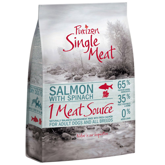 Prova-på-pris! 1 kg Purizon Adult torrfoder - Single Meat Salmon & Spinach