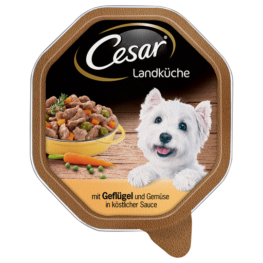 Ekonomipack: Cesar 56 x 150 g portionsform - Country Kitchen Fjäderfä och grönsaker i sås