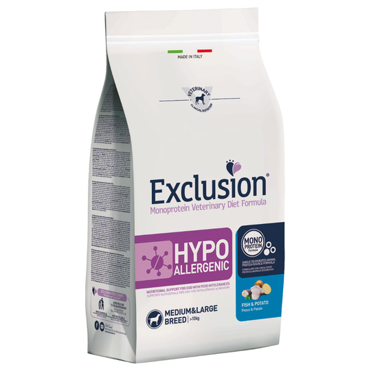 Ekonomipack: 2 x 7,5 / 12,5 kg Exclusion Diet Hypoallergen torrfoder Hypoallergenic Fish & Potato (2 x 12 kg)