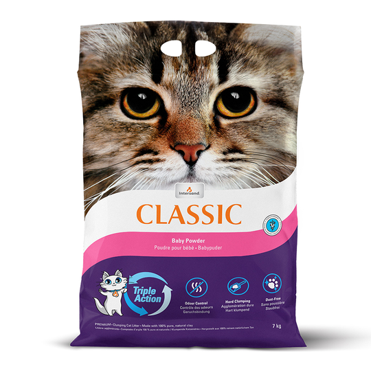 Intersand Classic kattsand med doft av babypuder 7 kg