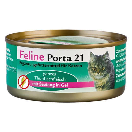 Ekonomipack: Feline Porta 21 24 x 156 g - Tonfisk med sjögräs - spannmålsfritt