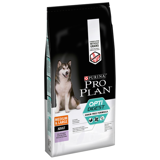 Ekonomipack: 2 eller 3 påsar Pro Plan till extrapris! - Medium & Large Adult OPTIDIGEST Grain Free (2 x 12 kg)
