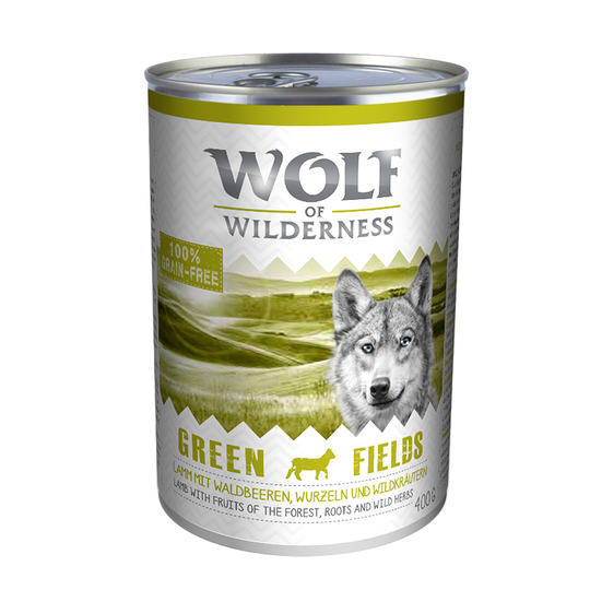 Ekonomipack: Wolf of Wilderness 12 x 400 g - Green Fields - Lamb