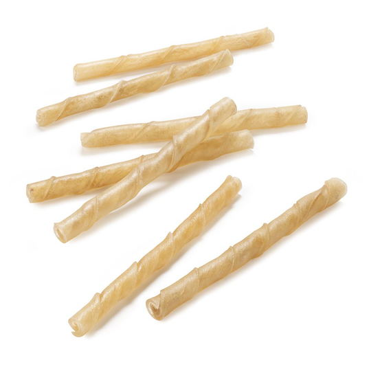 Barkoo vridna tuggrullar (nöthud) ca 12,5 cm, Ø 1 cm - 100 st ca 12,5 cm, Ø 1 cm