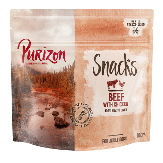 Ekonomipack: Purizon Snacks 3 x 100 g - Nötkött & kyckling