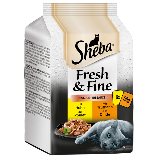 Sheba Fresh & Fine 6 x 50 g - Kyckling + Kalkon i sås