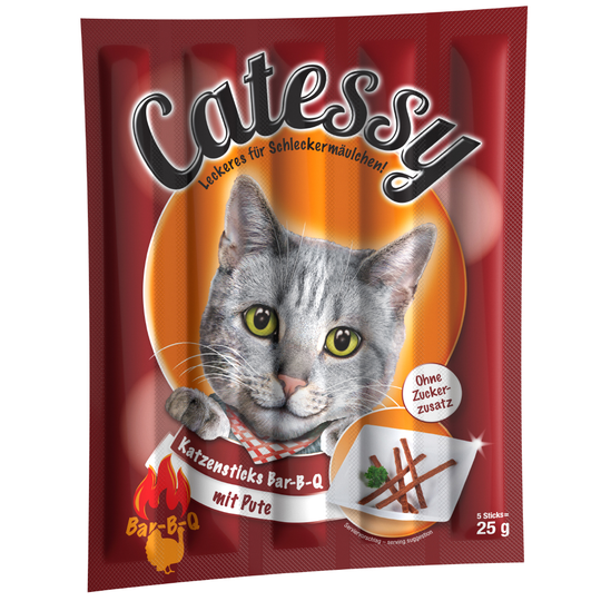 Ekonomipack: Catessy Sticks 50 x 5 g - Bar-B-Q Kalkon