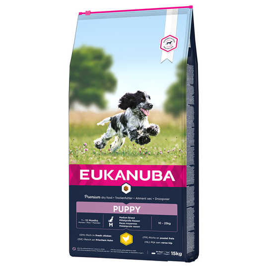 2 x 15 kg Eukanuba torrfoder till sparpris! - Puppy Medium Breed Chicken
