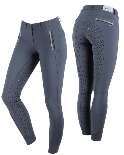 QHP Mellany Anti-Slip Helskodda Ridbyxor - Mörkgrå - 38 (38)