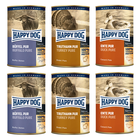Ekonomipack: Happy Dog Sensible Pure 12 x 400 g - Mix 3 sorter