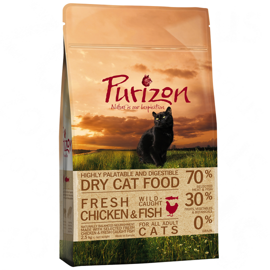 Blandat provpack Purizon Adult 3 x 2,5 kg - I: Chicken & Fish, Lamb & Fish och Fish