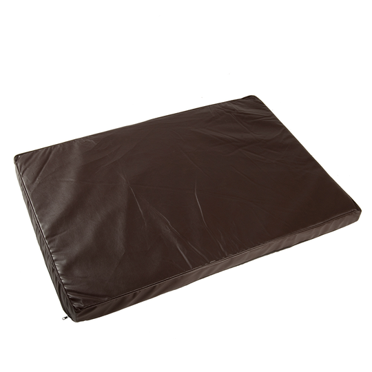 Wellness hundmadrass i läderimitation - mörkbrun - B 100 x D 70 x H 6 cm