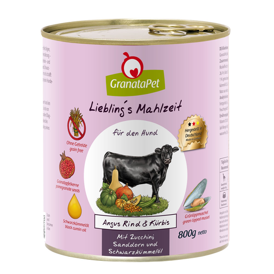 Ekonomipack: GranataPet Liebling's Mahlzeit 12 x 800 g Angus nöt & pumpa