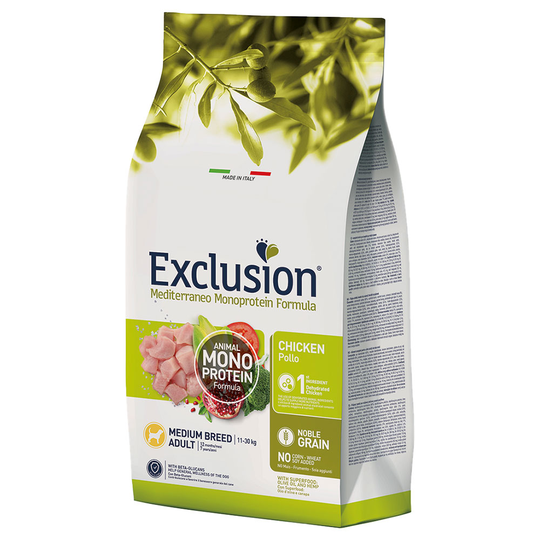 Exclusion Mediterraneo Adult Medium med kyckling Ekonomipack: 2 x 12 kg