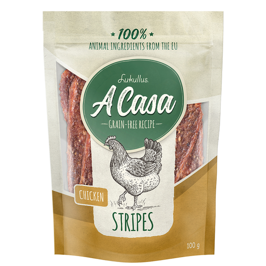 Lukullus A Casa Stripes Chicken Ekonomipack: 3 x 100 g