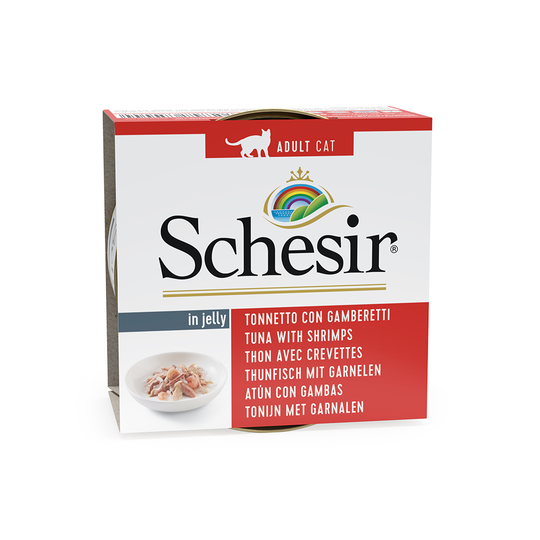Ekonomipack: Schesir gelé 48 x 85 g - Tonfisk & räkor