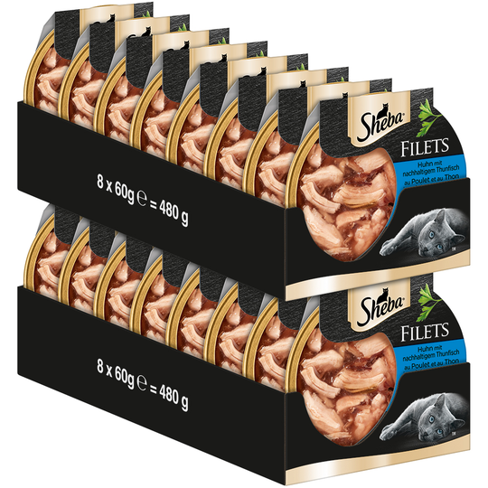Ekonomipack: Sheba Feine Filets 32 x 60 g - Kyckling & tonfisk