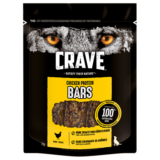 2 + 1 på köpet ! 3 x Crave Protein hundsnacks - Bars med kyckling (3 x 76 g)