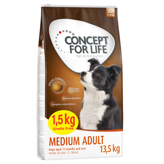 12 kg + 1,5 kg på köpet! Concept for Life - Medium Adult
